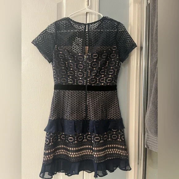 Lucy Paris Lace A-line Dress/ Navy Tiered Bottom - Picture 3 of 3